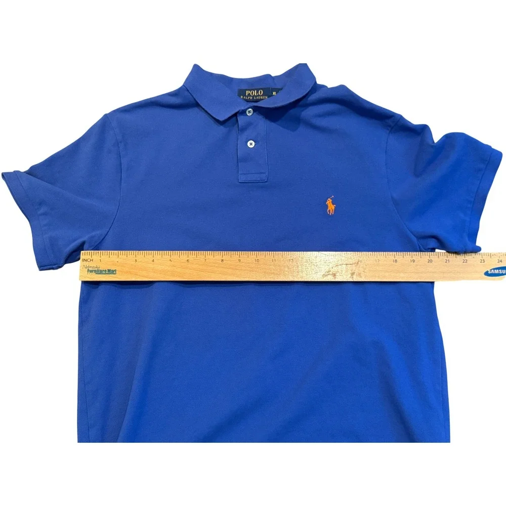 Polo Ralph Lauren Mens XL Slim Fit Royal Blue Short Sleeve Pique Polo‎ Shirt